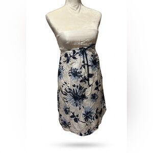 UNITED COLORS OF BENETTON Strapless Floral Dress Blue & White S NWT